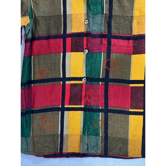 Jones‎ New York Button Up Shirt Size 4 Small Vintage Linen Plaid 80s 90s Retro - Picture 8 of 9